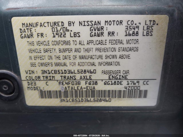 2006 Nissan SENTRA 1.8S 照片 9