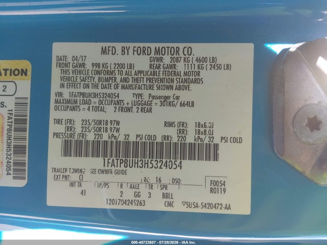 2017 FORD MUSTANG ECOBOOST PREMIUM 照片 9