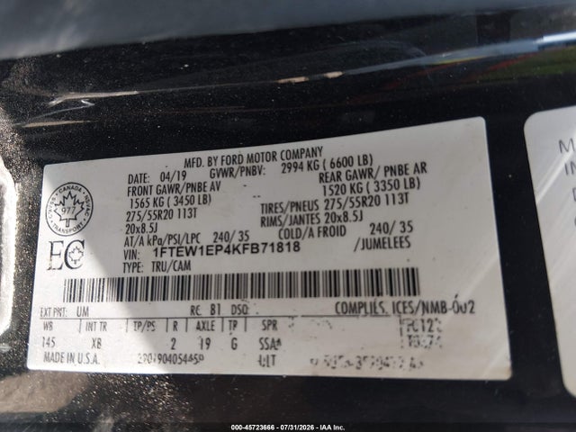2019 FORD F-150 XLT 9