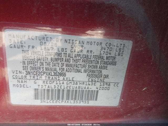 2019 NISSAN VERSA NOTE SV 9