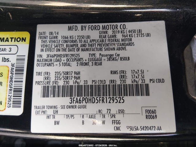 صورة 9 لـ 2015 FORD FUSION SE