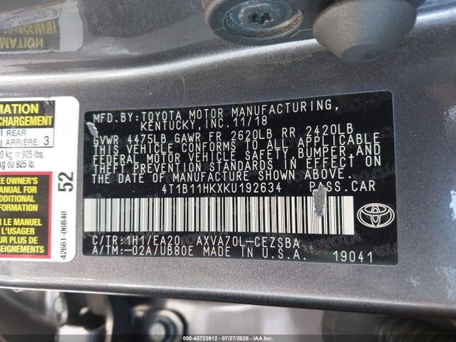 2019 TOYOTA CAMRY SE 9