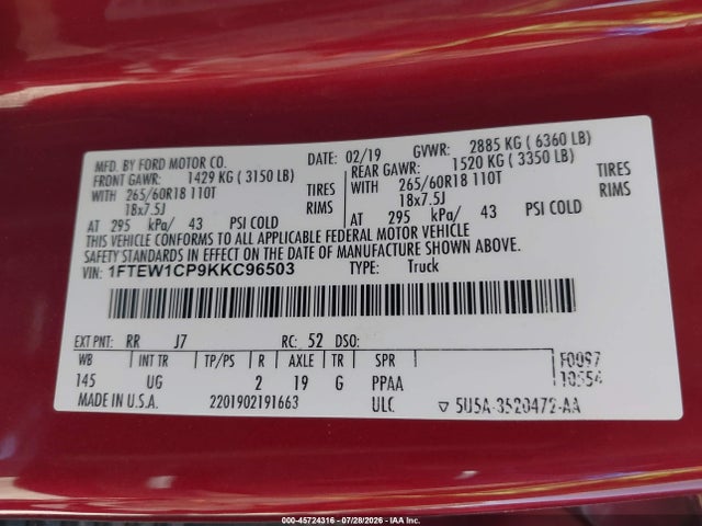 2019 FORD F-150 XLT 9