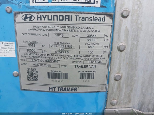 2019 HYUNDAI TRANSLEAD INC UNKNOWN 9