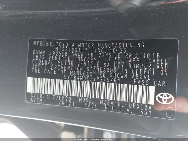 2026 TOYOTA COROLLA LE 9