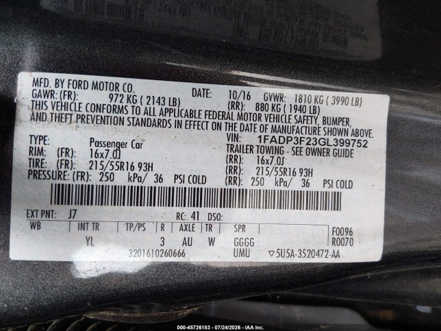 2016 FORD FOCUS SE 照片 9