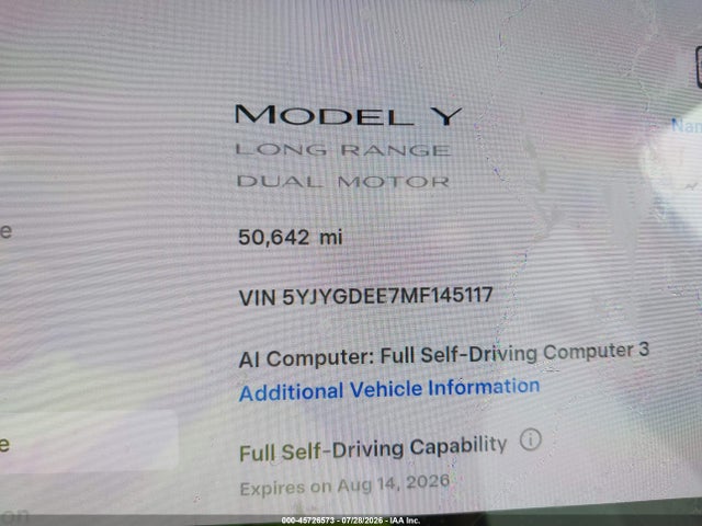2021 TESLA MODEL Y LONG RANGE DUAL MOTOR ALL-WHEEL DRIVE 15