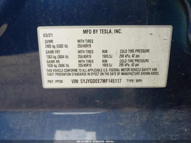 2021 TESLA MODEL Y LONG RANGE DUAL MOTOR ALL-WHEEL DRIVE 9