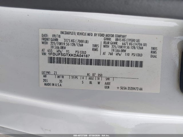 2019 FORD F-550 CHASSIS XLT 9