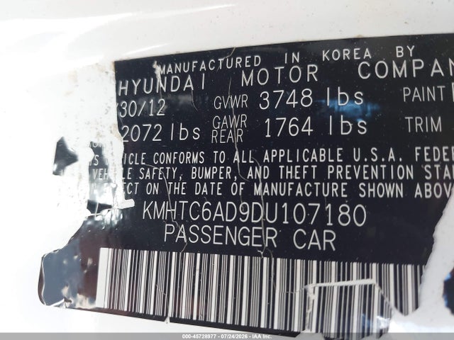 2013 Hyundai VELOSTER BASE W/GRAY 照片 9