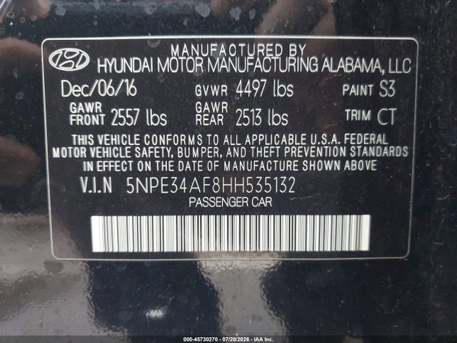 2017 HYUNDAI SONATA SPORT 10