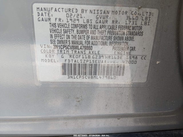 2021 NISSAN KICKS SV XTRONIC CVT 9