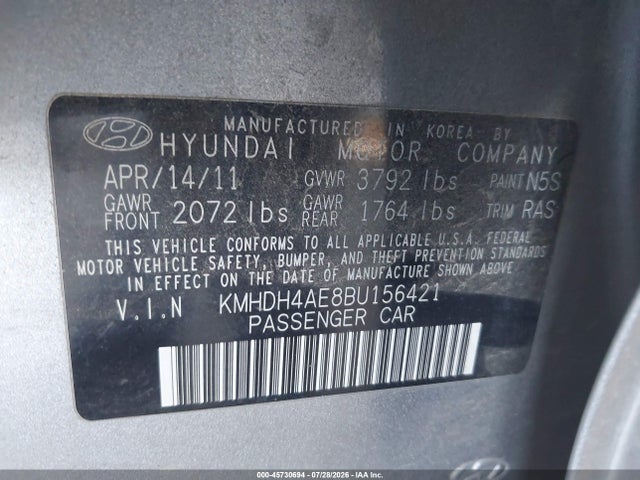 2011 Hyundai ELANTRA GLS (ULSAN PLANT) — фото 9