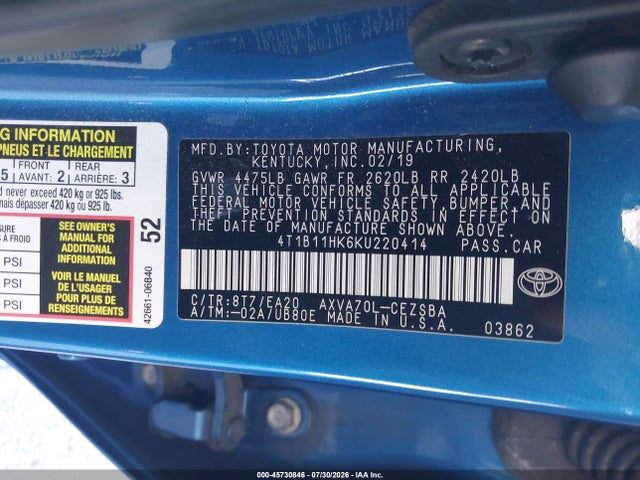 2019 TOYOTA CAMRY SE 9