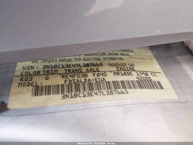 2007 Nissan VERSA 1.8S 照片 9