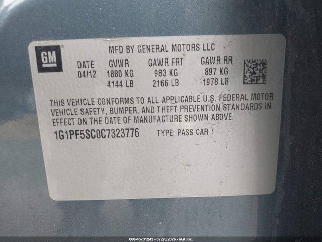 2012 Chevrolet CRUZE 1LT 照片 9