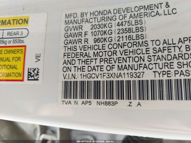 2022 HONDA ACCORD SPORT 9