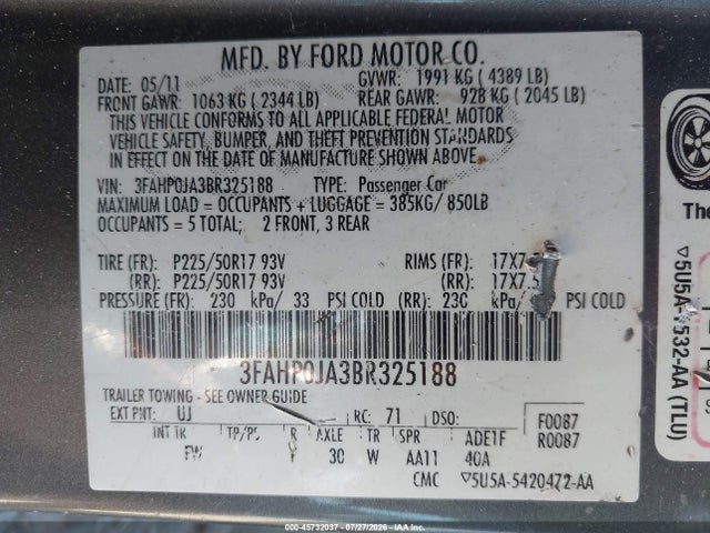 صورة 9 لـ 2011 FORD FUSION SEL