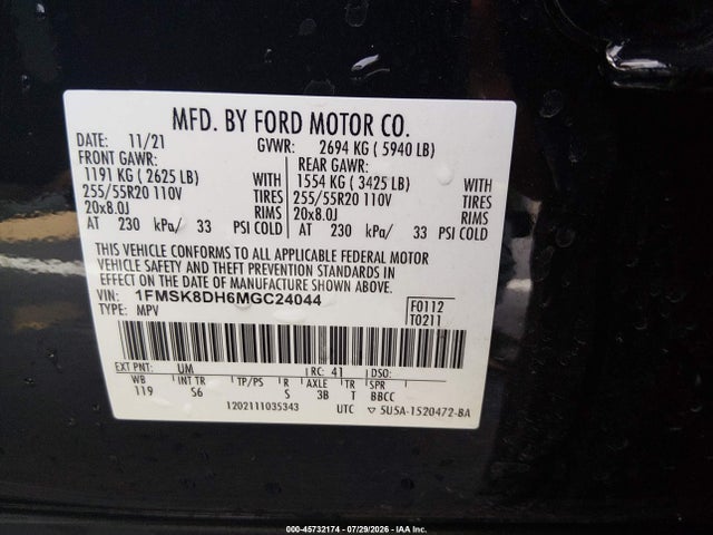 2021 FORD EXPLORER XLT 9