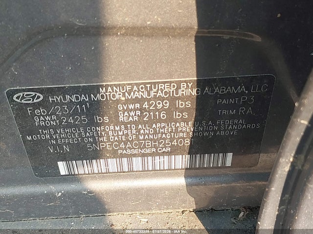 2011 Hyundai SONATA LIMITED 照片 9