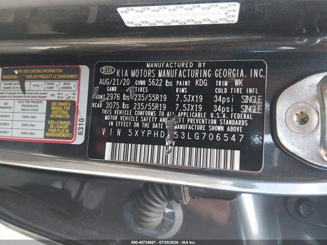 2020 KIA SORENTO 3.3L EX 9