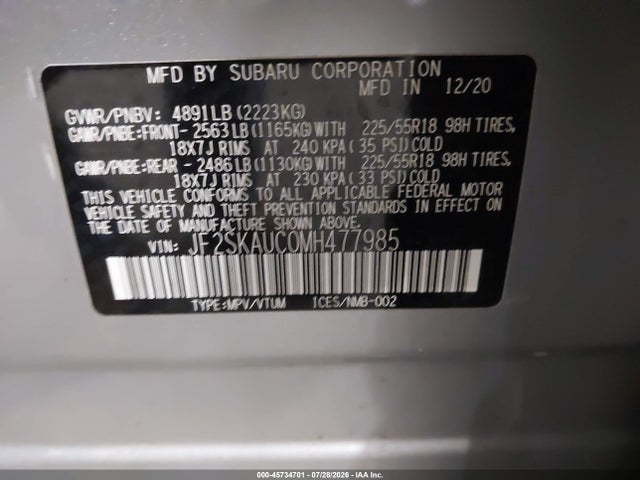 2021 SUBARU FORESTER LIMITED 9
