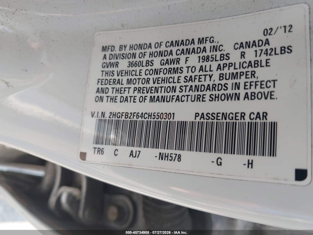2012 Honda CIVIC HF photo 9