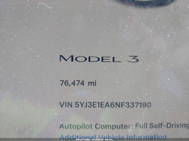2022 TESLA MODEL 3 REAR-WHEEL DRIVE 15