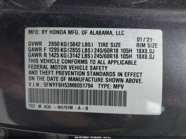 2021 HONDA PILOT AWD EX-L 9