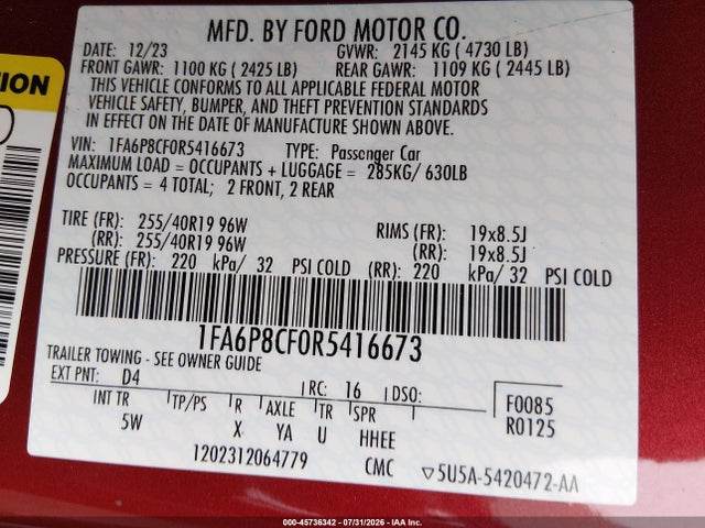 2024 FORD MUSTANG GT PREMIUM FASTBACK 照片 9