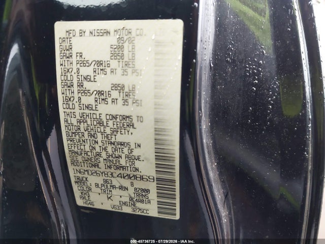 2003 Nissan FRONTIER SVE-V6 照片 9