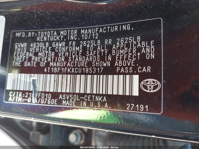 صورة 9 لـ 2012 Toyota CAMRY LE