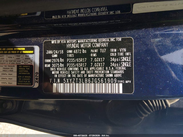 2018 HYUNDAI SANTA FE SPORT 2.4L 9
