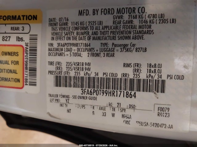 2017 FORD FUSION SE 照片 9