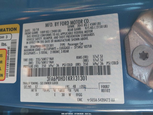 صورة 9 لـ 2019 FORD FUSION SE