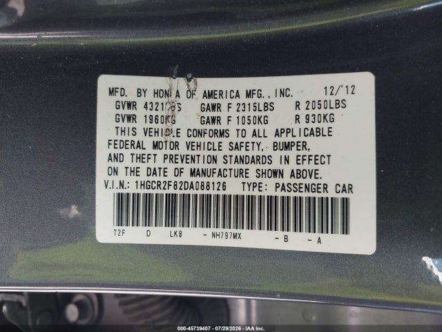 2013 Honda ACCORD EX-L photo 9