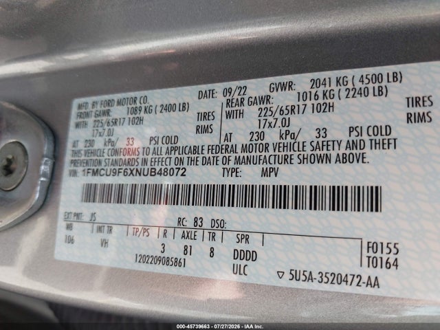 2022 FORD ESCAPE S 9