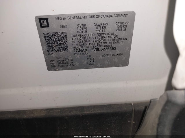 2020 CHEVROLET EQUINOX AWD LT 1.5L TURBO 9