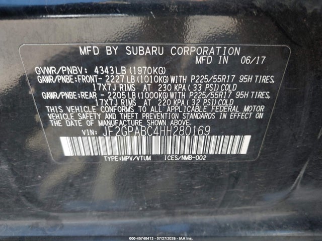 2017 SUBARU CROSSTREK 2.0I PREMIUM 9