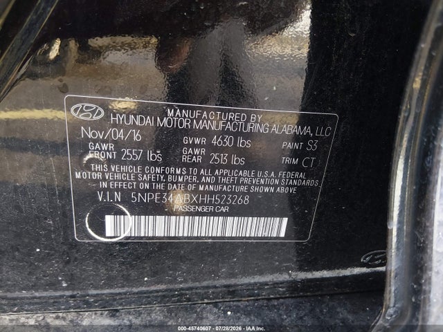 2017 HYUNDAI SONATA SPORT 2.0T 9
