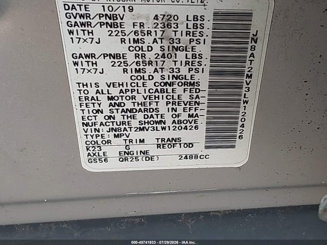 2020 NISSAN ROGUE SV INTELLIGENT AWD 9