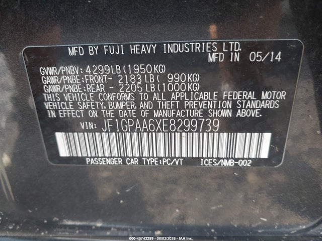 2014 Subaru IMPREZA 2.0I — фото 9
