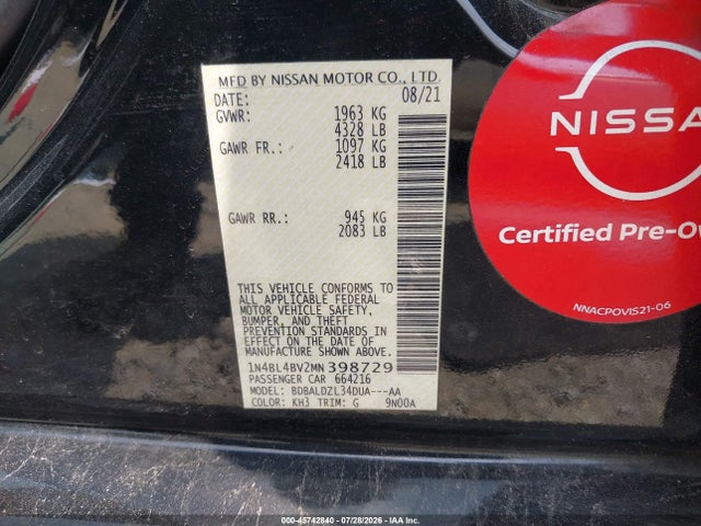 2021 NISSAN ALTIMA S FWD 9