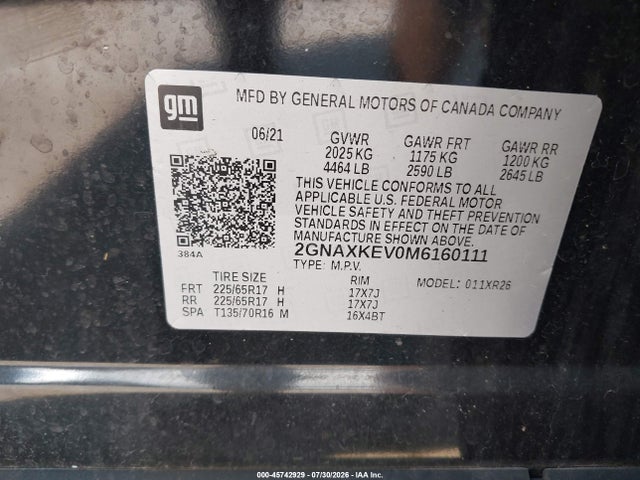 2021 CHEVROLET EQUINOX FWD LT 9