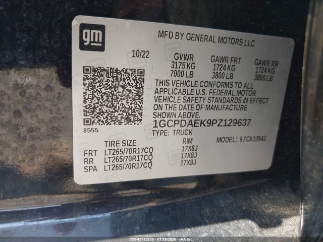 2023 CHEVROLET SILVERADO 1500 4WD SHORT BED WT 9