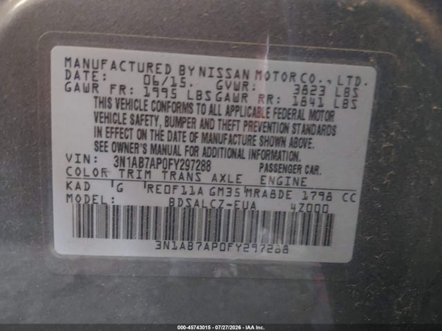 صورة 9 لـ 2015 Nissan SENTRA S