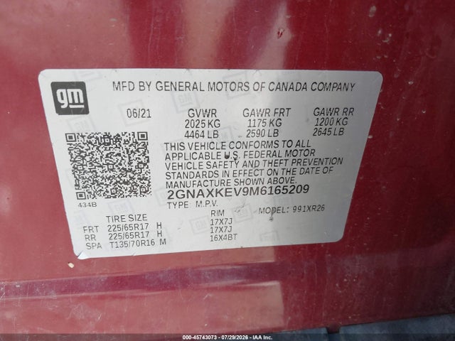 2021 CHEVROLET EQUINOX FWD LT 9