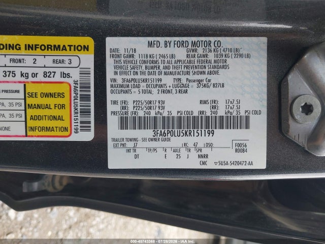 2019 FORD FUSION HYBRID SE 9