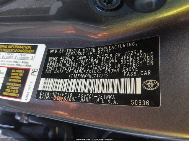 2017 TOYOTA CAMRY LE 9