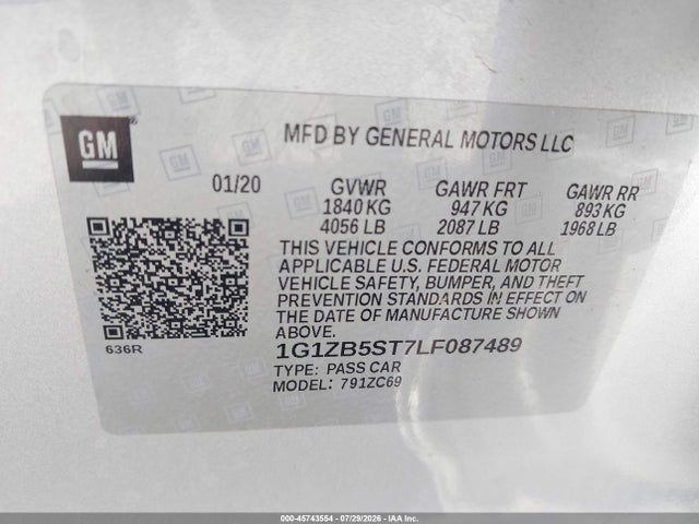 2020 CHEVROLET MALIBU FWD LS 9